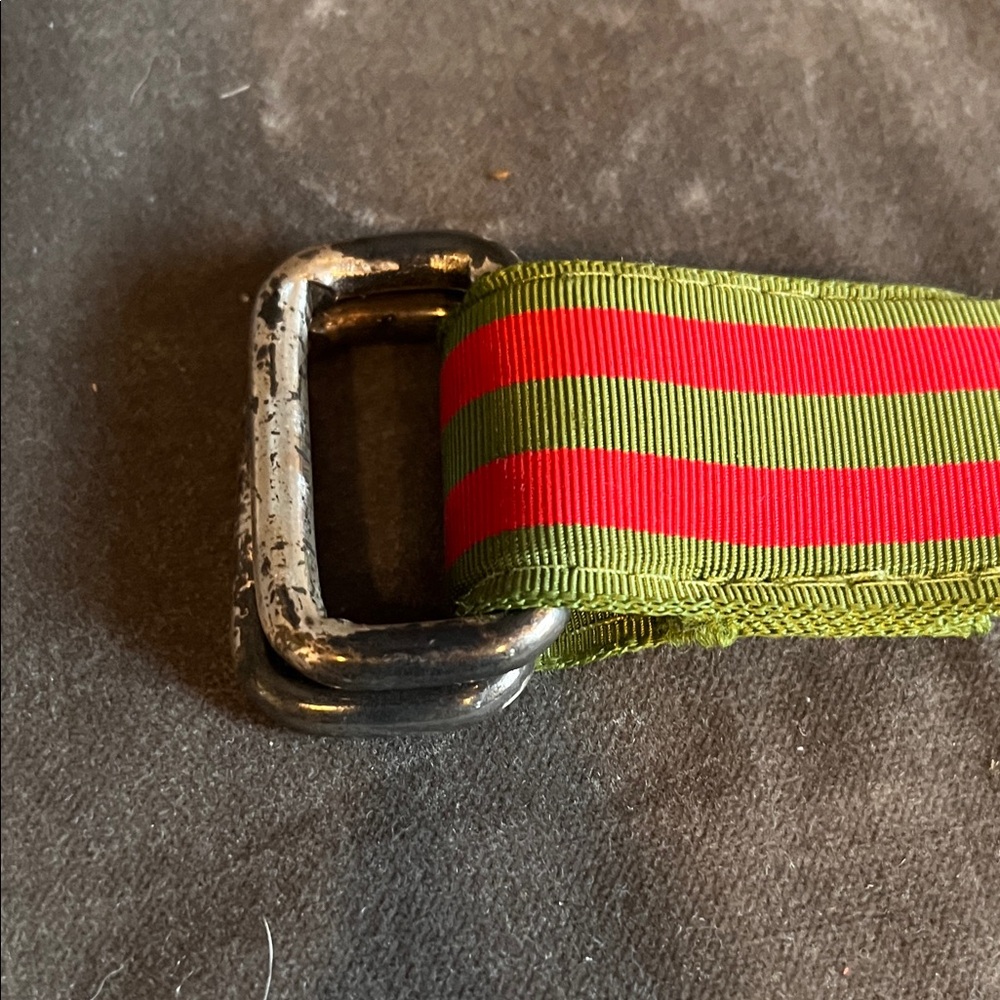 Classic Green and Red Striped Belt